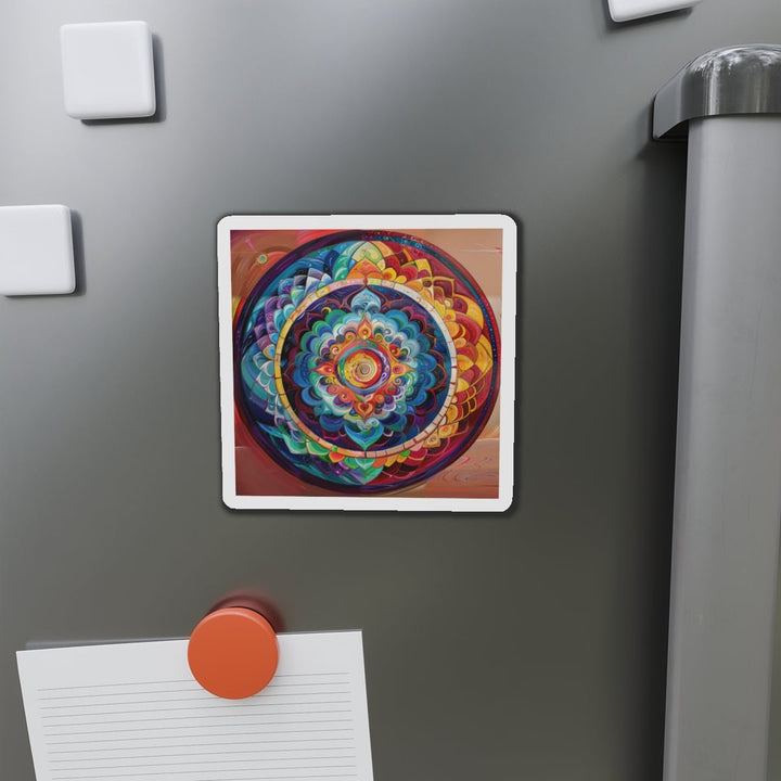 Vibrant Cosmic Mandala - Die-cut Magnet - Home Decor - g(0D·IO) - 6 × 6" - Die-Cut - 1 pc