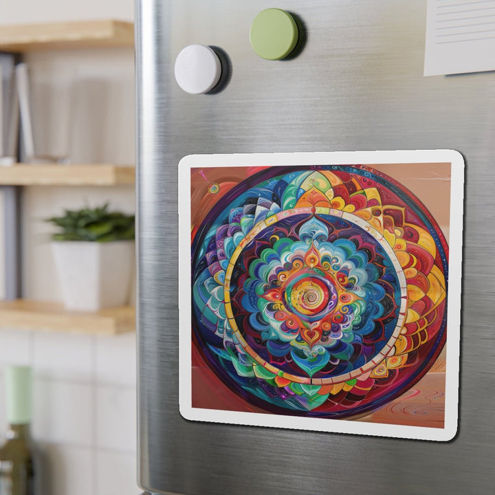 Vibrant Cosmic Mandala - Die-cut Magnet - Home Decor - g(0D·IO) - 6 × 6" - Die-Cut - 1 pc