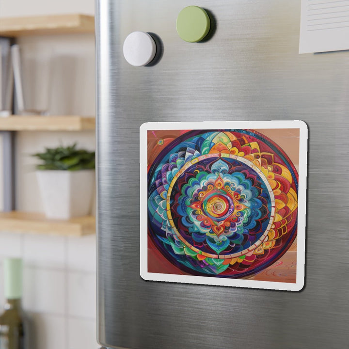 Vibrant Cosmic Mandala - Die-cut Magnet - Home Decor - g(0D·IO) - 6 × 6" - Die-Cut - 1 pc