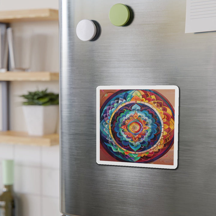 Vibrant Cosmic Mandala - Die-cut Magnet - Home Decor - g(0D·IO) - 6 × 6" - Die-Cut - 1 pc