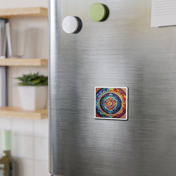 Vibrant Cosmic Mandala - Die-cut Magnet - Home Decor - g(0D·IO) - 6 × 6" - Die-Cut - 1 pc