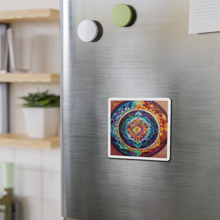 Vibrant Cosmic Mandala - Die-cut Magnet - Home Decor - g(0D·IO) - 6 × 6" - Die-Cut - 1 pc