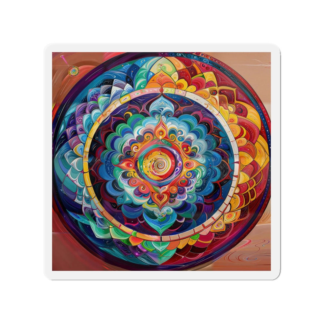 Vibrant Cosmic Mandala - Die-cut Magnet - Home Decor - g(0D·IO) - 6 × 6" - Die-Cut - 1 pc
