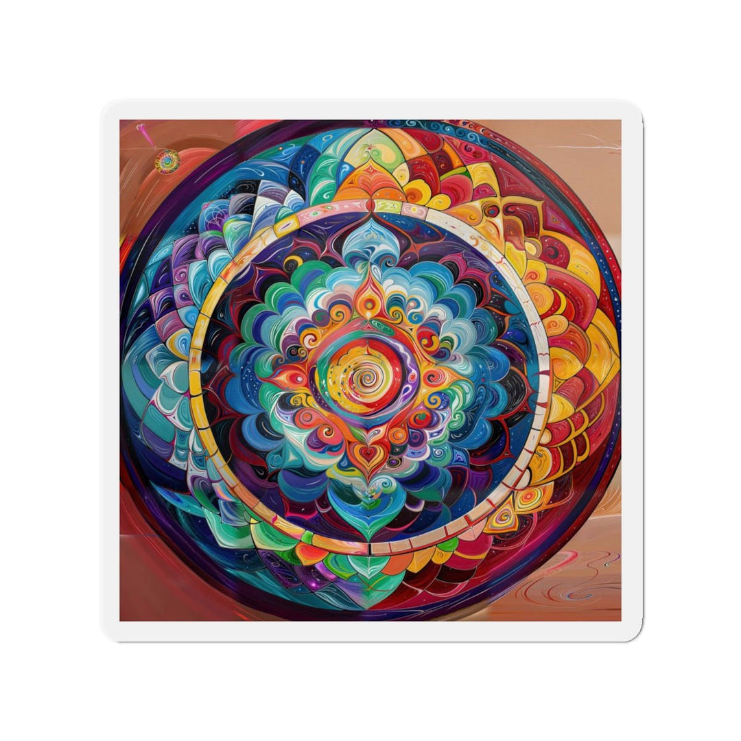 Vibrant Cosmic Mandala - Die-cut Magnet - Home Decor - g(0D·IO) - 5" x 5" - Die-Cut - 1 pc