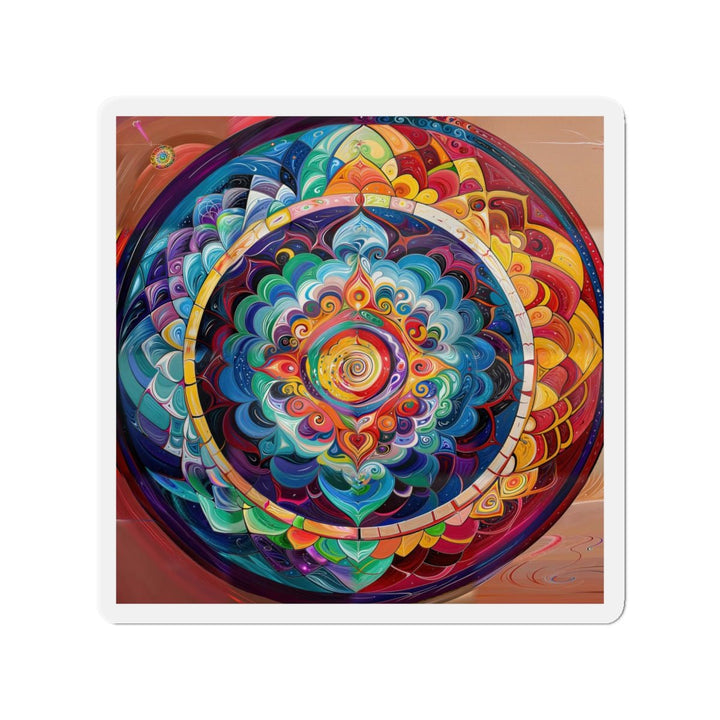 Vibrant Cosmic Mandala - Die-cut Magnet - Home Decor - g(0D·IO) - 5" x 5" - Die-Cut - 1 pc