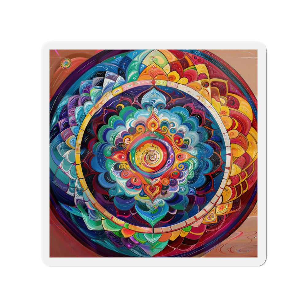 Vibrant Cosmic Mandala - Die-cut Magnet - Home Decor - g(0D·IO) - 3" x 3" - Die-Cut - 1 pc