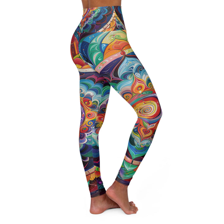 Vibrant Cosmic Mandala - High Waisted AOP Yoga Leggings - All Over Prints - g(0D·IO) - XS - -