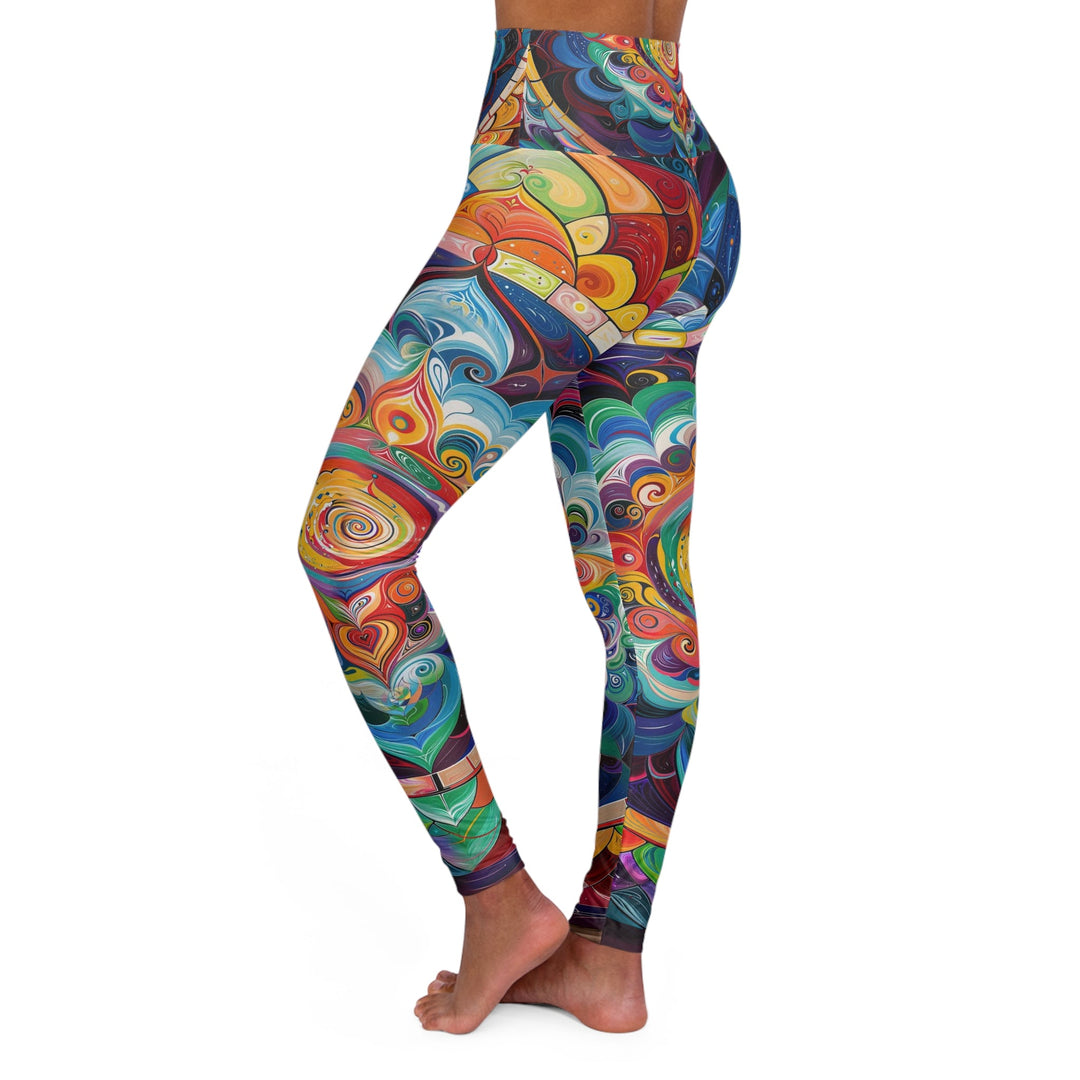 Vibrant Cosmic Mandala - High Waisted AOP Yoga Leggings - All Over Prints - g(0D·IO) - XS - -