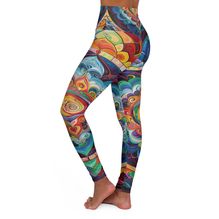 Vibrant Cosmic Mandala - High Waisted AOP Yoga Leggings - All Over Prints - g(0D·IO) - XS - -