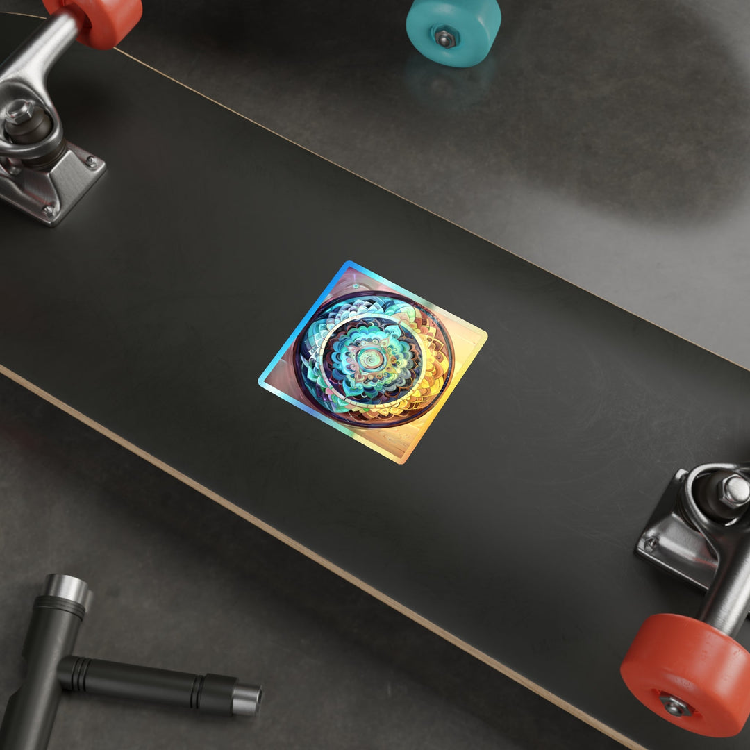 Vibrant Cosmic Mandala - Holographic Die-Cut Sticker - Paper products - g(0D·IO) - 5" × 5" - Die-Cut - Holographic