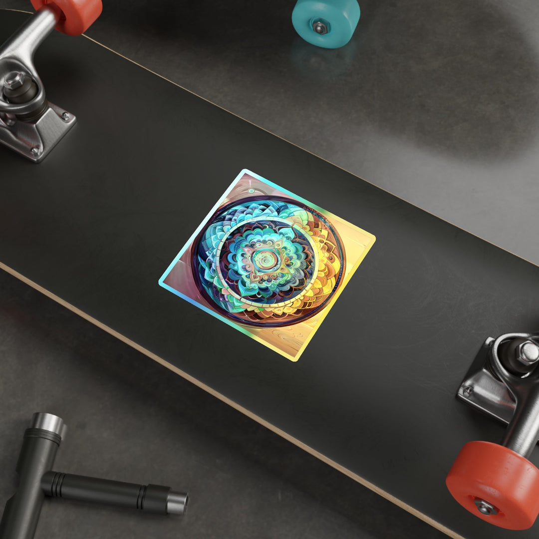 Vibrant Cosmic Mandala - Holographic Die-Cut Sticker - Paper products - g(0D·IO) - 5" × 5" - Die-Cut - Holographic