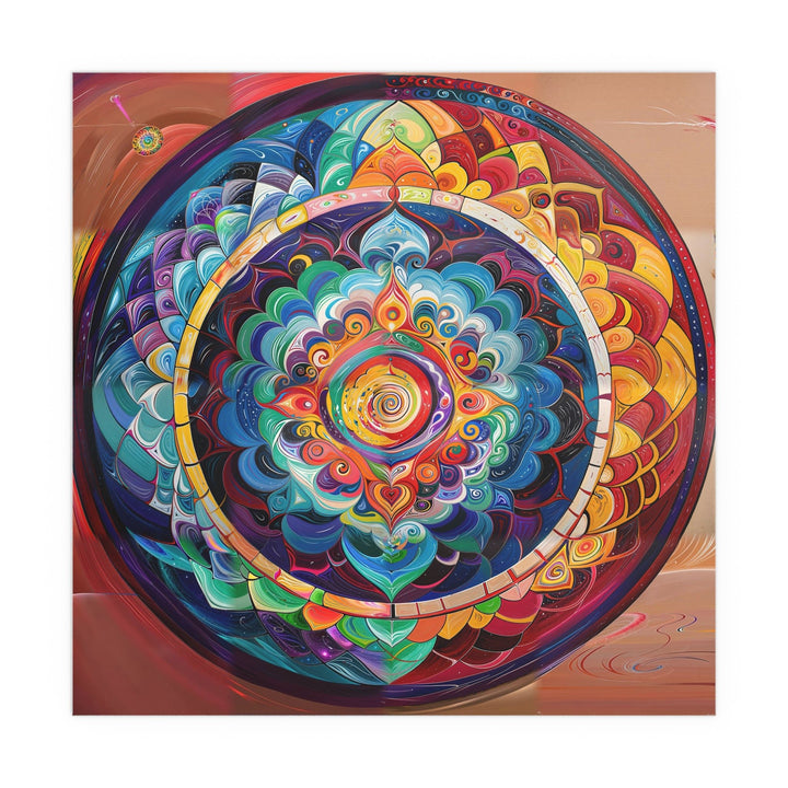 Vibrant Cosmic Mandala - Indoor and Outdoor Silk Poster - Poster - g(0D·IO) - 30″ x 30″ (Square) - Semi Glossy -