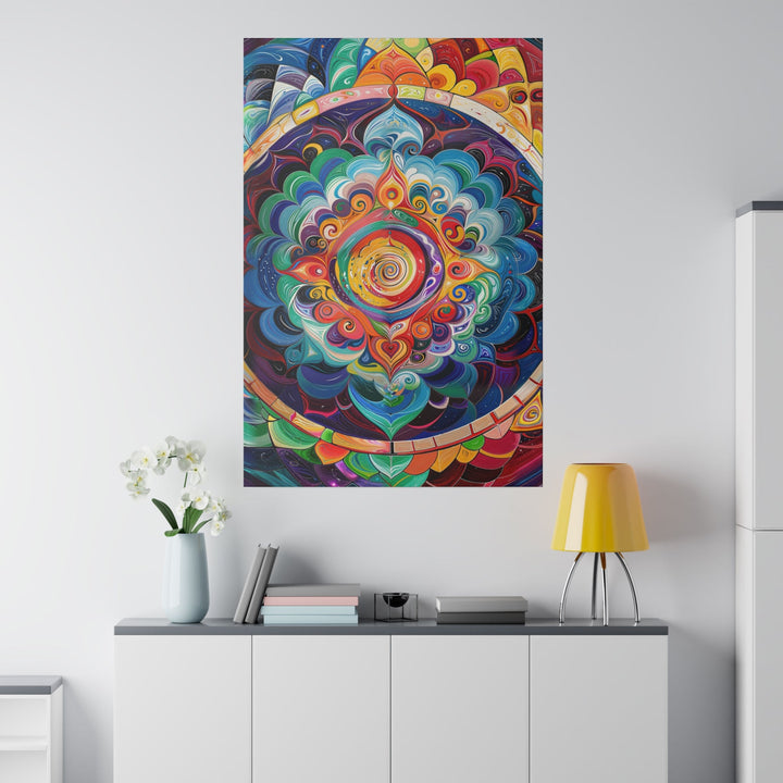 Vibrant Cosmic Mandala - Matte Canvas - Canvas - g(0D·IO) - 32" x 32" (Square) - 0.75'' -