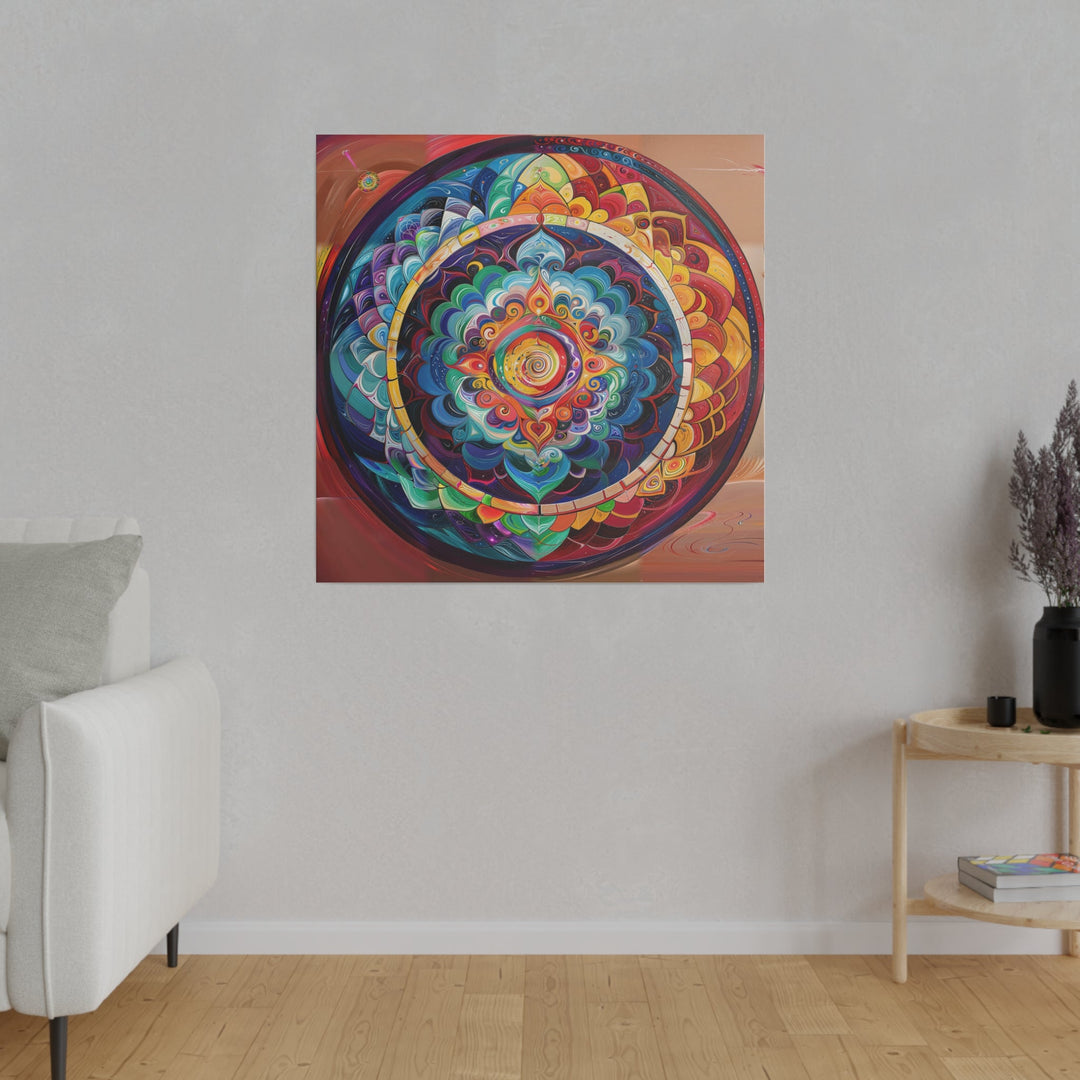 Vibrant Cosmic Mandala - Matte Canvas - Canvas - g(0D·IO) - 32" x 32" (Square) - 0.75'' -