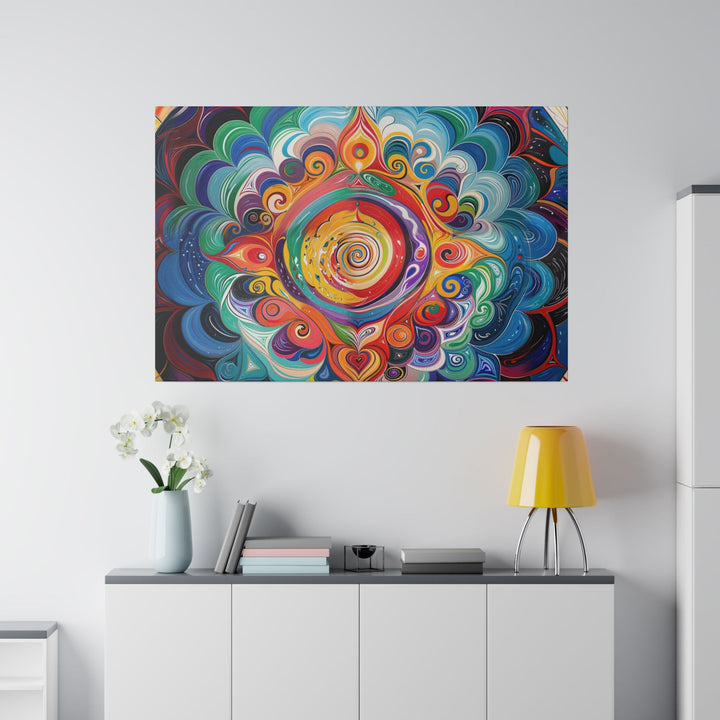 Vibrant Cosmic Mandala - Matte Canvas - Canvas - g(0D·IO) - 32" x 32" (Square) - 0.75'' -