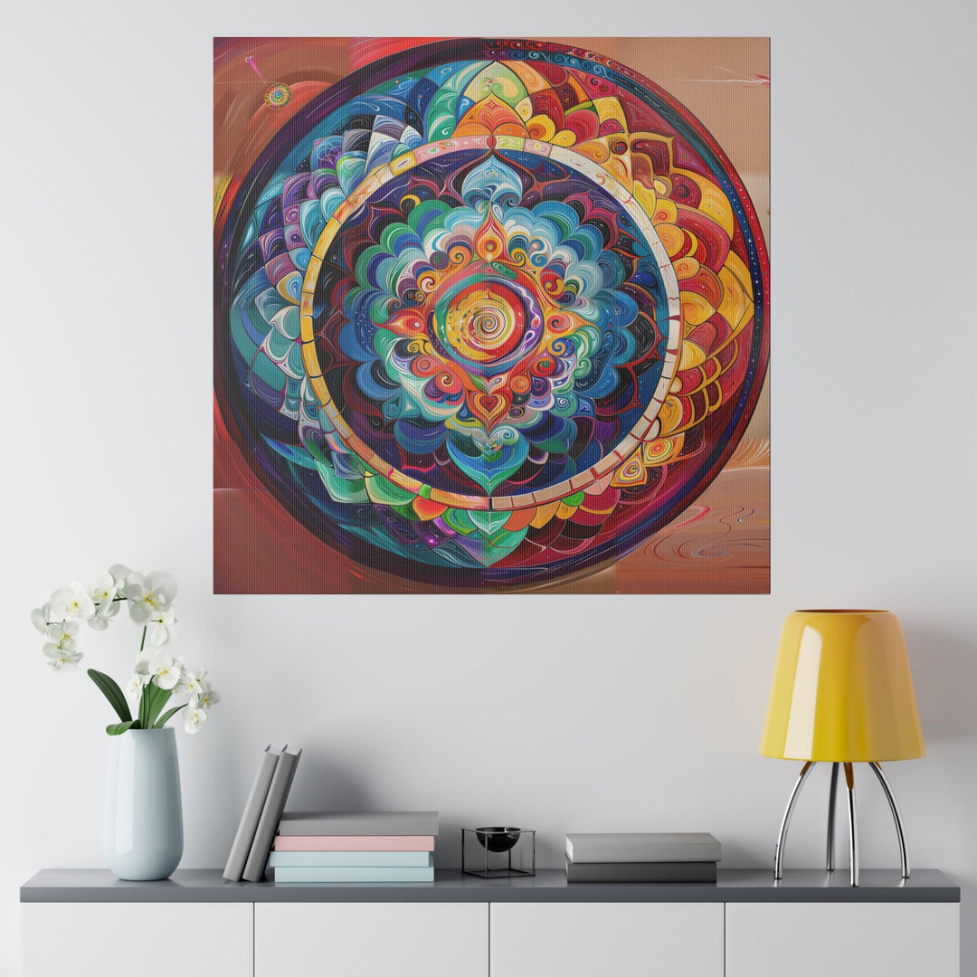 Vibrant Cosmic Mandala - Matte Canvas - Canvas - g(0D·IO) - 32" x 32" (Square) - 0.75'' -