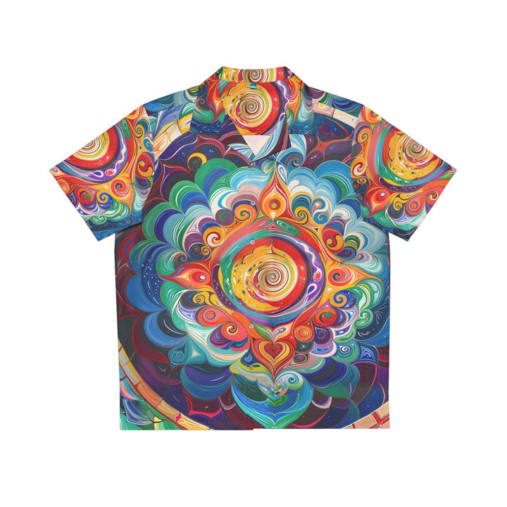 Vibrant Cosmic Mandala - Men's Hawaiian Shirt - All Over Prints - g(0D·IO) - S - White -