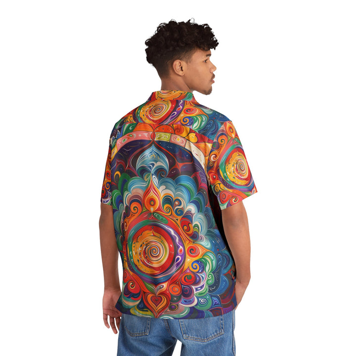 Vibrant Cosmic Mandala - Men's Hawaiian Shirt - All Over Prints - g(0D·IO) - S - Black -