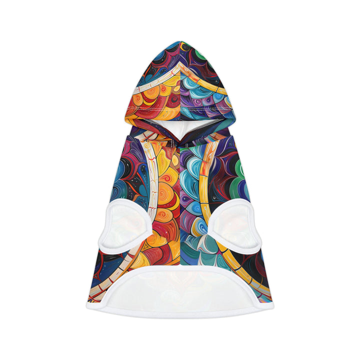 Vibrant Cosmic Mandala - Pet Hoodie - Pets - g(0D·IO) - XXS - White Rib -