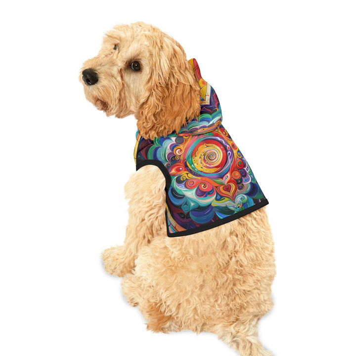 Vibrant Cosmic Mandala - Pet Hoodie - Pets - g(0D·IO) - XXS - Black Rib -