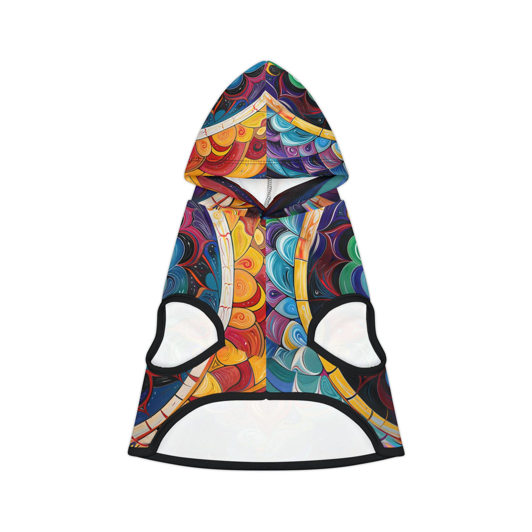 Vibrant Cosmic Mandala - Pet Hoodie - Pets - g(0D·IO) - XXS - Black Rib -