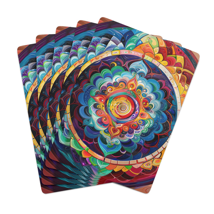 Vibrant Cosmic Mandala - Poker Cards - Paper products - g(0D·IO) - 2.47" x 3.47" - White - Semi Glossy