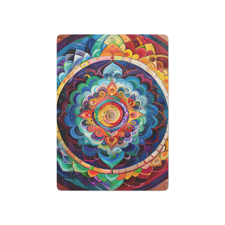 Vibrant Cosmic Mandala - Poker Cards - Paper products - g(0D·IO) - 2.47" x 3.47" - White - Semi Glossy