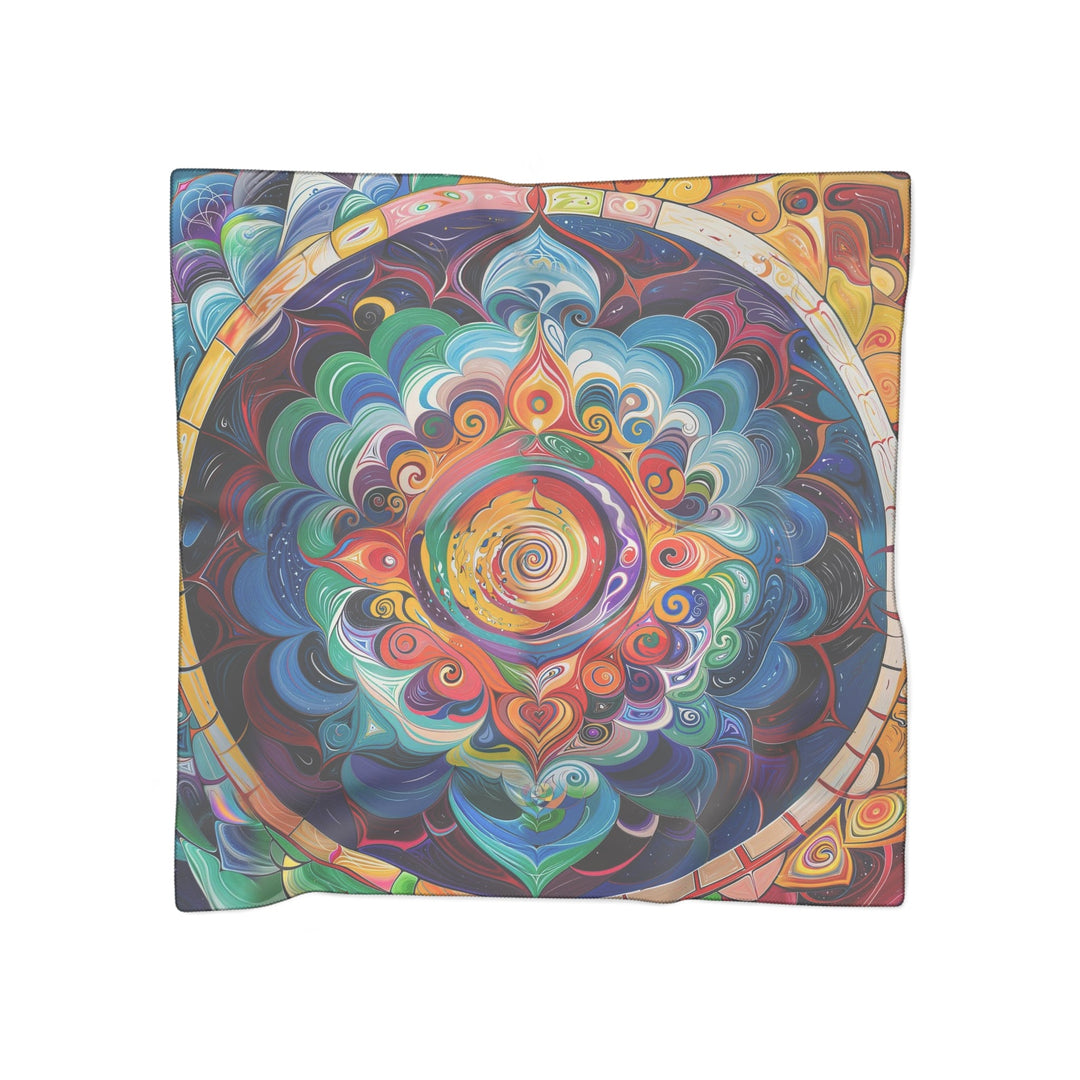 Vibrant Cosmic Mandala - Poly Scarf - Accessories - g(0D·IO) - Poly voile - 25" × 25" -