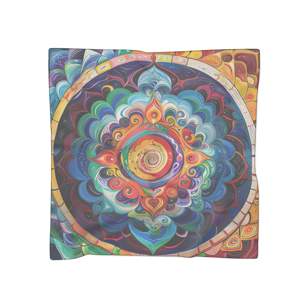 Vibrant Cosmic Mandala - Poly Scarf - Accessories - g(0D·IO) - Poly voile - 50" × 50" -