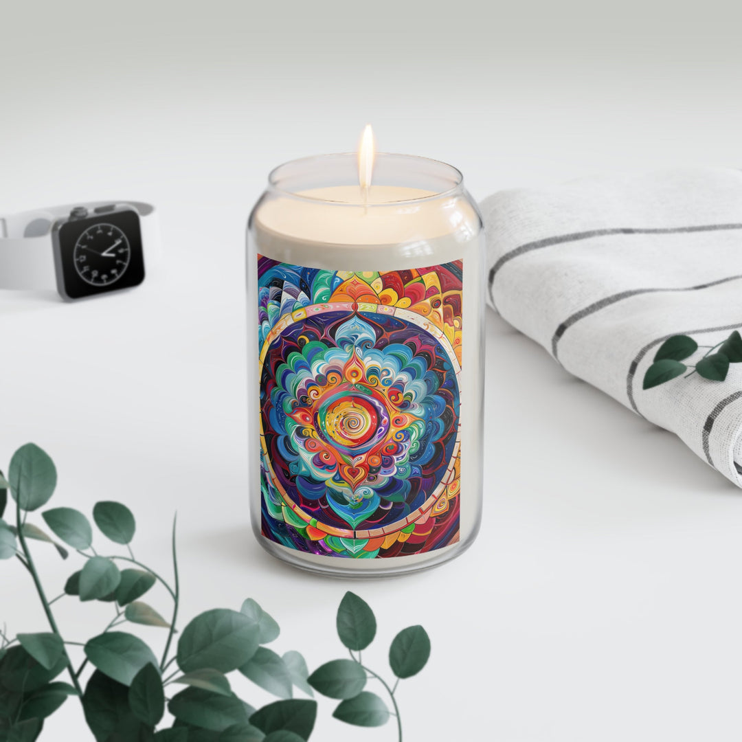Vibrant Cosmic Mandala - Scented Candle - Home Decor - g(0D·IO) - Vanilla Bean - 13.75oz -