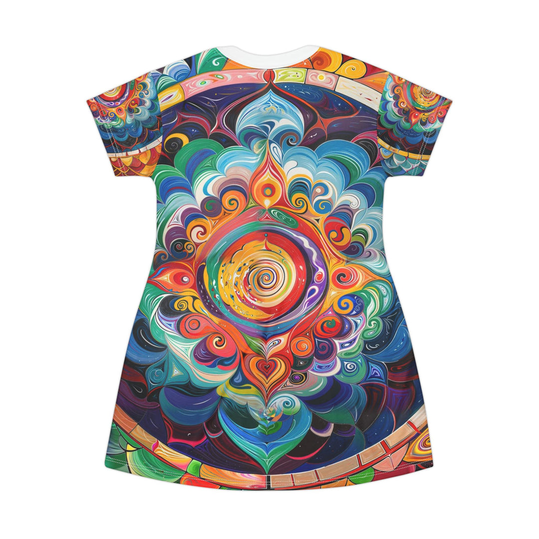 Vibrant Cosmic Mandala - T-Shirt Dress - All Over Prints - g(0D·IO) - XS - -