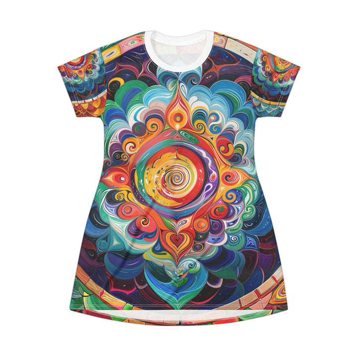 Vibrant Cosmic Mandala - T-Shirt Dress - All Over Prints - g(0D·IO) - XS - -