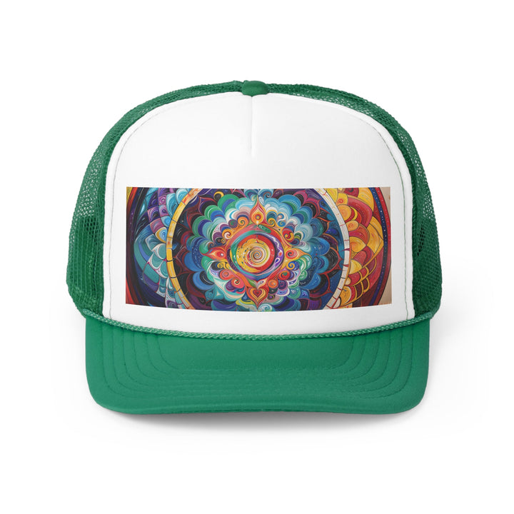 Vibrant Cosmic Mandala - Trucker Hat - Hats - g(0D·IO) - Green - One size -