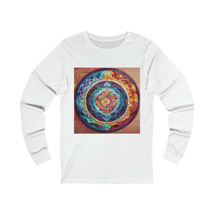 Vibrant Cosmic Mandala - Unisex Jersey Long Sleeve Tee - Long-sleeve - g(0D·IO) - S - White -