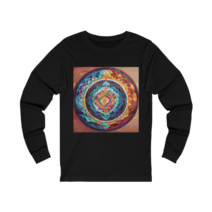 Vibrant Cosmic Mandala - Unisex Jersey Long Sleeve Tee - Long-sleeve - g(0D·IO) - S - Black -