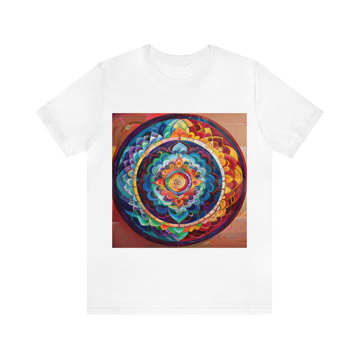 Vibrant Cosmic Mandala - Unisex Jersey Short Sleeve Tee - T-Shirt - g(0D·IO) - White - S -