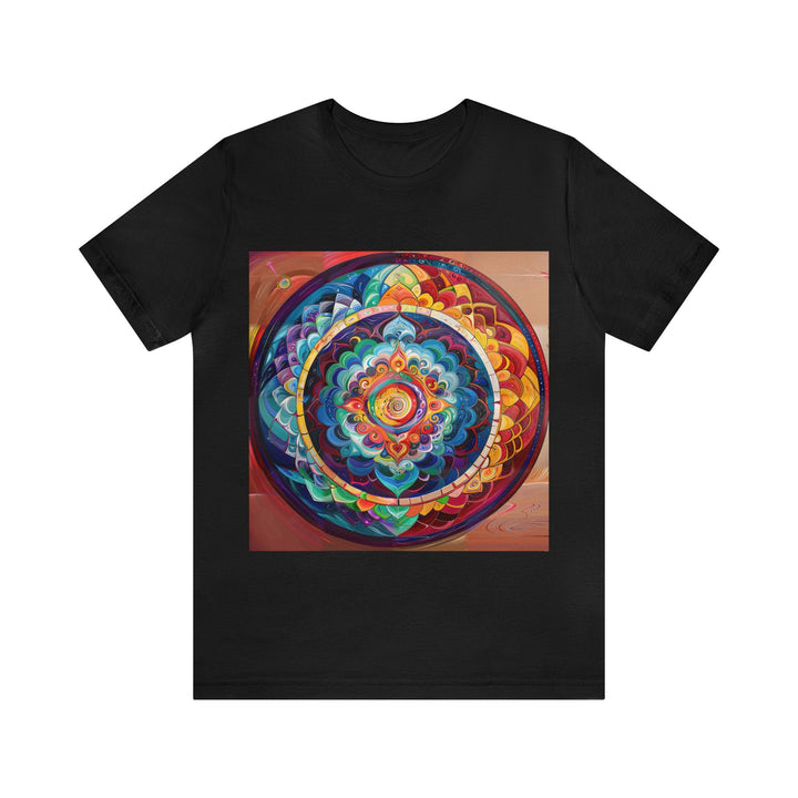 Vibrant Cosmic Mandala - Unisex Jersey Short Sleeve Tee - T-Shirt - g(0D·IO) - Black - S -