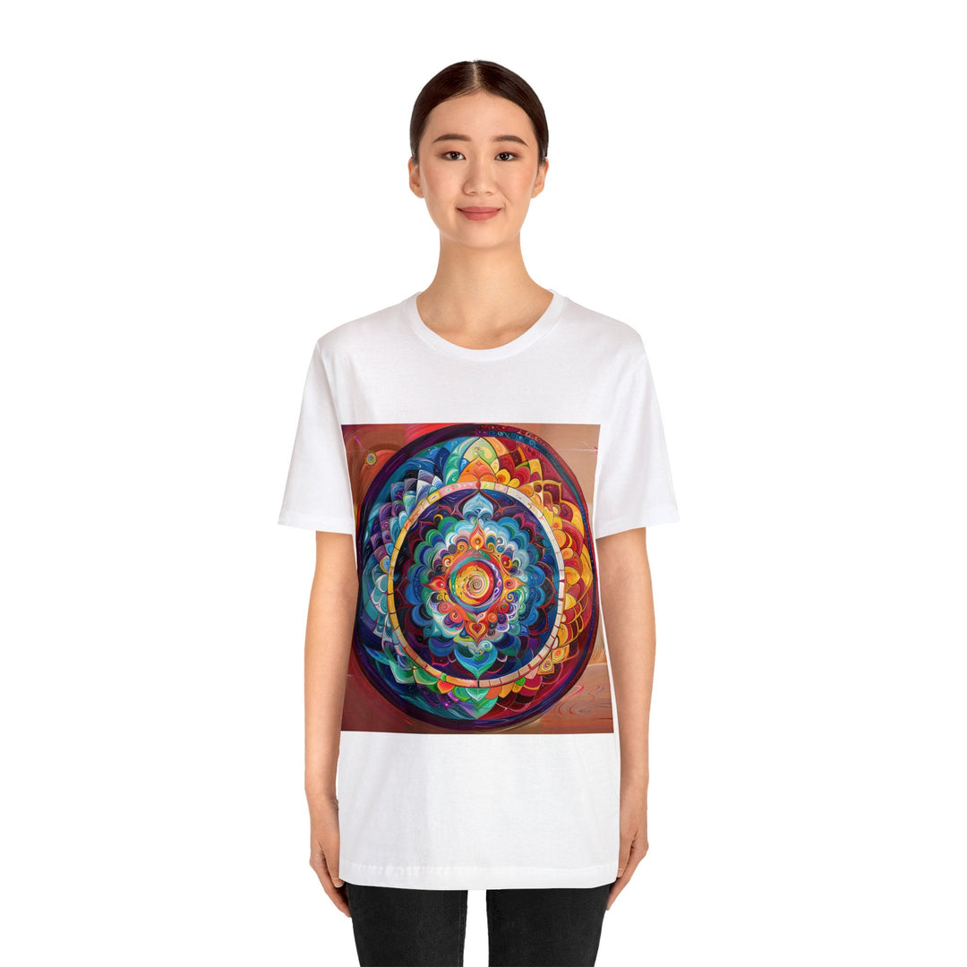 Vibrant Cosmic Mandala - Unisex Jersey Short Sleeve Tee - T-Shirt - g(0D·IO) - Black - S -