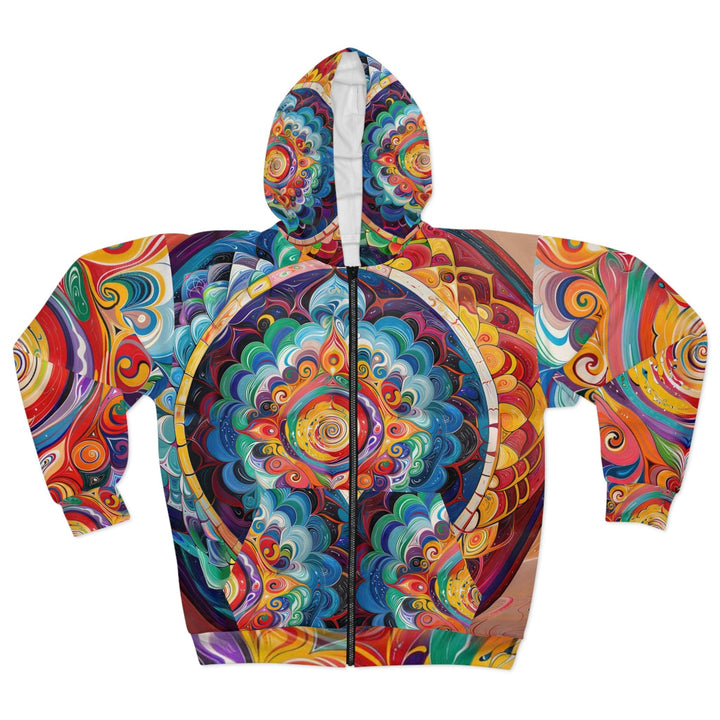 Vibrant Cosmic Mandala - Unisex Zip Hoodie - All Over Prints - g(0D·IO) - XS - -