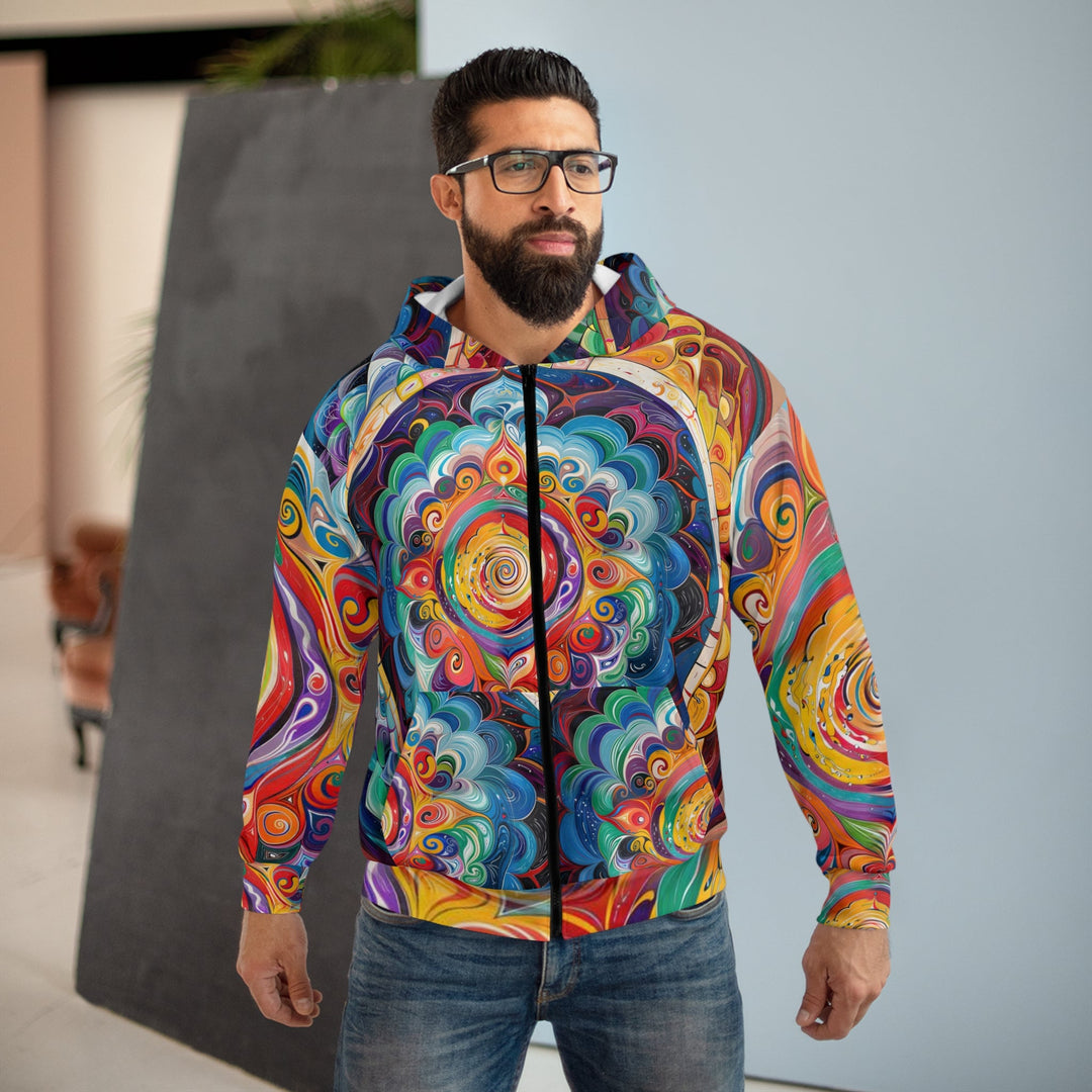 Vibrant Cosmic Mandala - Unisex Zip Hoodie - All Over Prints - g(0D·IO) - XS - -