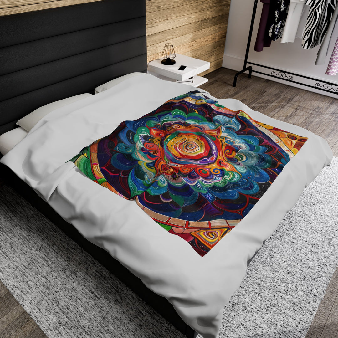 Vibrant Cosmic Mandala - Velveteen Plush Blanket - All Over Prints - g(0D·IO) - 30" × 40" - -