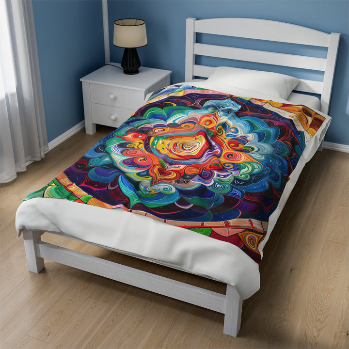 Vibrant Cosmic Mandala - Velveteen Plush Blanket - All Over Prints - g(0D·IO) - 30" × 40" - -