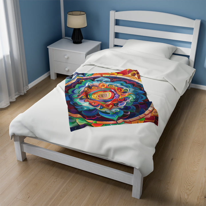 Vibrant Cosmic Mandala - Velveteen Plush Blanket - All Over Prints - g(0D·IO) - 30" × 40" - -