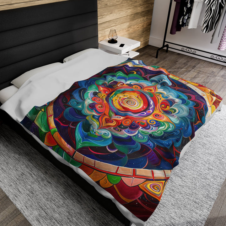 Vibrant Cosmic Mandala - Velveteen Plush Blanket - All Over Prints - g(0D·IO) - 30" × 40" - -