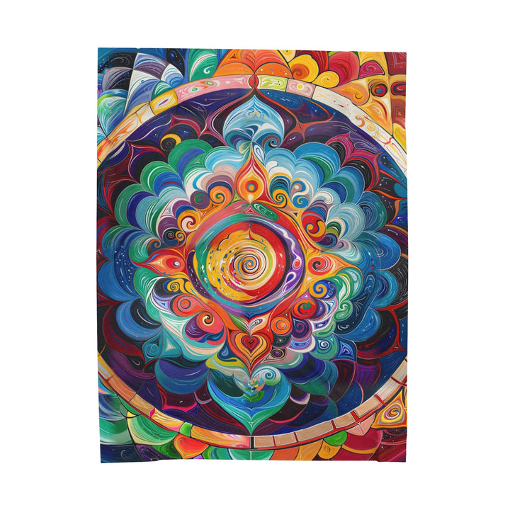 Vibrant Cosmic Mandala - Velveteen Plush Blanket - All Over Prints - g(0D·IO) - 60" × 80" - -