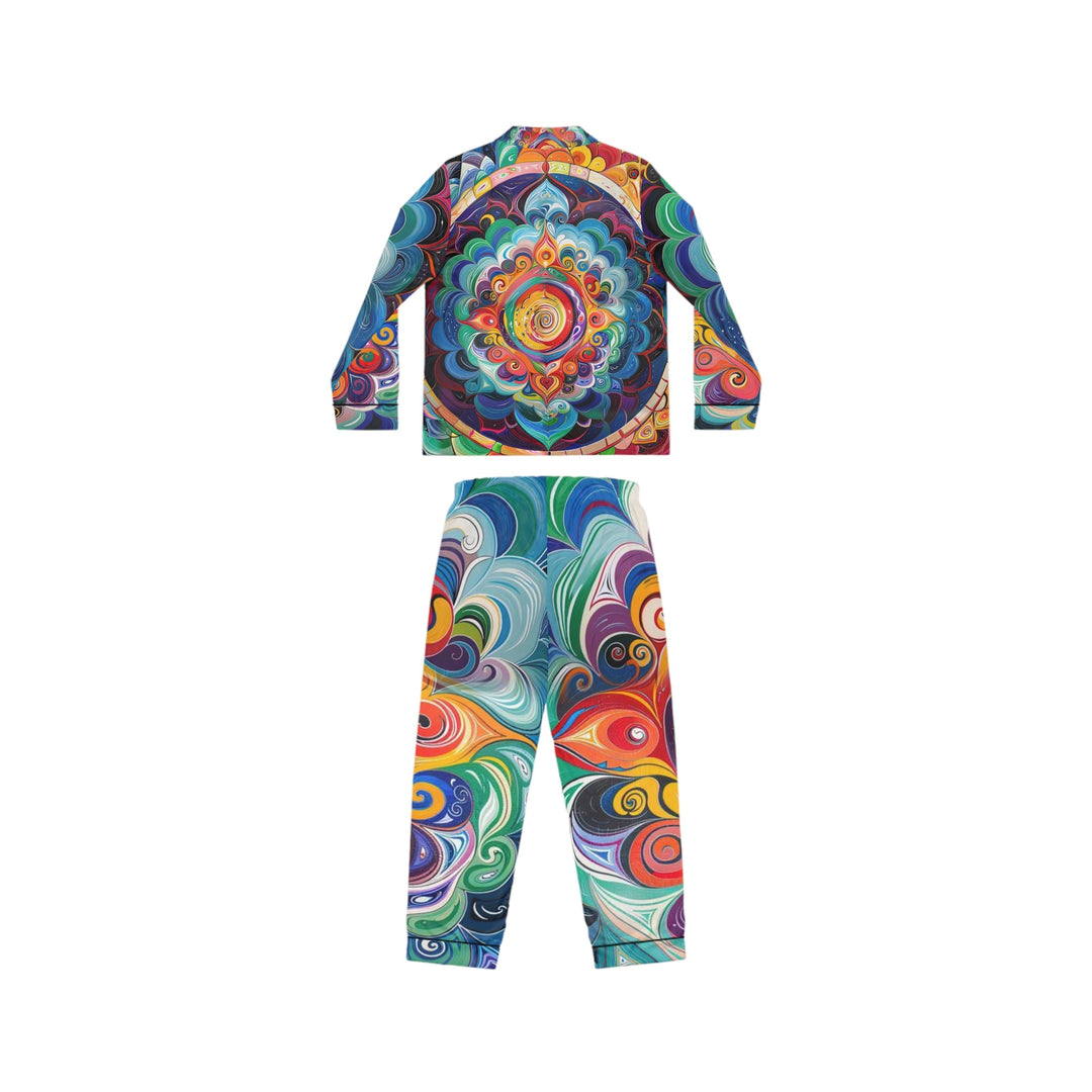 Vibrant Cosmic Mandala - Women's Satin Pajamas - All Over Prints - g(0D·IO) - XS/S - Black -