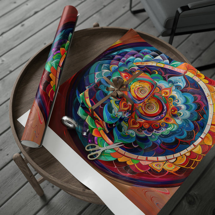 Vibrant Cosmic Mandala - Wrapping Paper - Home Decor - g(0D·IO) - 30'' x 72'' - Matte -