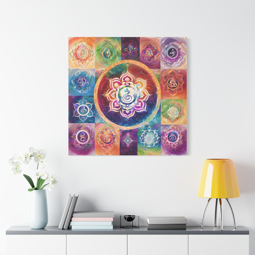 Vibrant Cosmic Mandalas - Matte Canvas Print 1.25" - Canvas - g(0D·IO) - 36" x 36" - 1.25" -