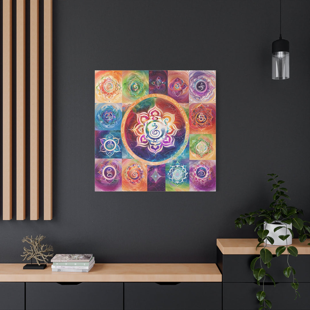 Vibrant Cosmic Mandalas - Matte Canvas Print 1.25" - Canvas - g(0D·IO) - 36" x 36" - 1.25" -