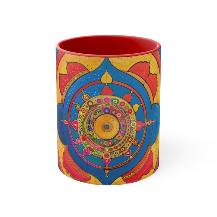 Vibrant Cosmic Spiral - Accent Coffee Mug - Mug - g(0D·IO) - Red - 11oz -